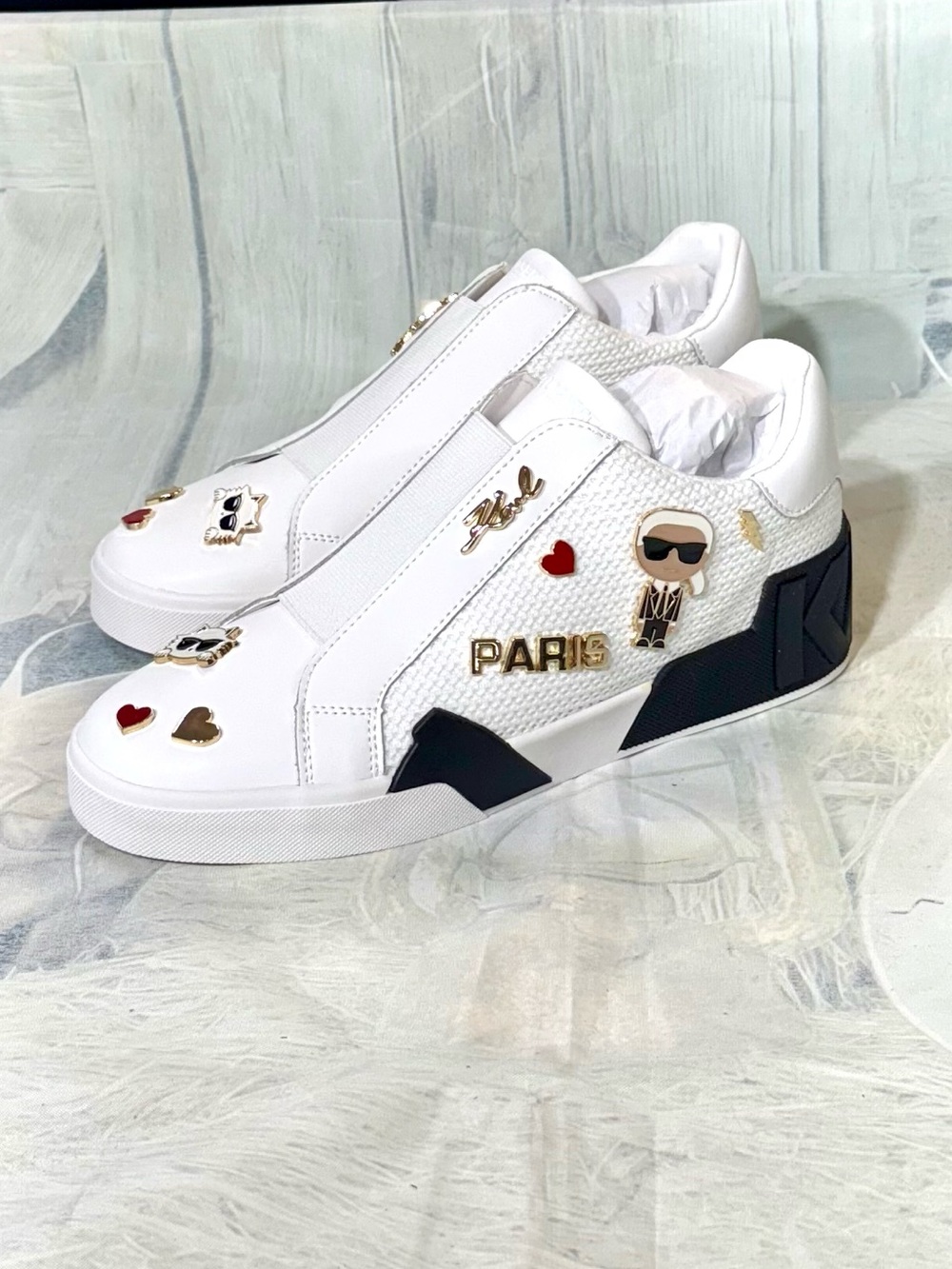 Karl Lagerfeld Paris Women's Mavise - Slip on Sine Size US 9.5 with Charms